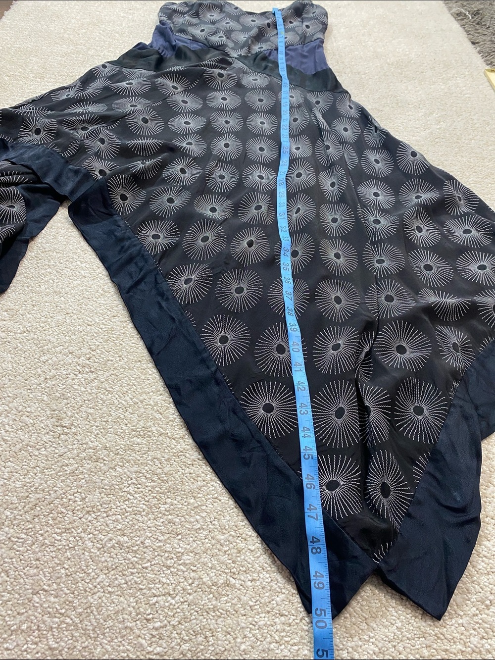 Diane Von Furstenberg Black Patterned Asymmetrical Slip Dress Size 4 100% Silk - Picture 15 of 16